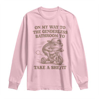 On My Way To The Genderless Bathroom To Take a She/It Long Sleeve Shirt Funny Frog Graphic