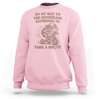 On My Way To The Genderless Bathroom To Take a She/It Sweatshirt Funny Frog Graphic