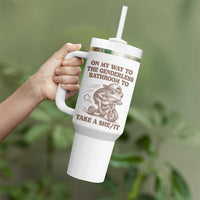 On My Way To The Genderless Bathroom To Take a She/It Tumbler With Handle Funny Frog Graphic