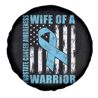Wife Of A Warrior Prostate Cancer Awareness Spare Tire Cover American Flag Blue Ribbon Graphic