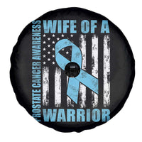 Wife Of A Warrior Prostate Cancer Awareness Spare Tire Cover American Flag Blue Ribbon Graphic