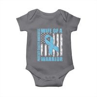 Wife Of A Warrior Prostate Cancer Awareness Baby Onesie American Flag Blue Ribbon Graphic