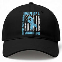 Wife Of A Warrior Prostate Cancer Awareness Baseball Cap American Flag Blue Ribbon Graphic