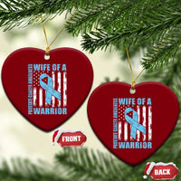 Wife Of A Warrior Prostate Cancer Awareness Ceramic Ornament American Flag Blue Ribbon Graphic