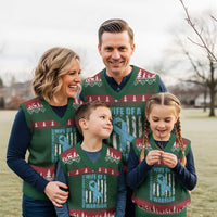 Wife Of A Warrior Prostate Cancer Awareness V-Neck Knit Sweater Vest American Flag Blue Ribbon Graphic