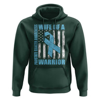 Wife Of A Warrior Prostate Cancer Awareness Hoodie American Flag Blue Ribbon Graphic