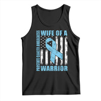 Wife Of A Warrior Prostate Cancer Awareness Tank Top American Flag Blue Ribbon Graphic