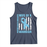 Wife Of A Warrior Prostate Cancer Awareness Tank Top American Flag Blue Ribbon Graphic