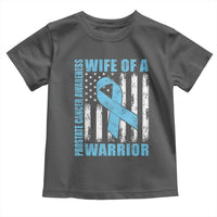 Wife Of A Warrior Prostate Cancer Awareness Toddler T Shirt American Flag Blue Ribbon Graphic