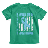 Wife Of A Warrior Prostate Cancer Awareness Toddler T Shirt American Flag Blue Ribbon Graphic