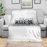 Wife Of A Warrior Prostate Cancer Awareness Throw Blanket Blue Ribbon Graphic