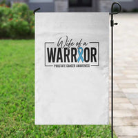 Wife Of A Warrior Prostate Cancer Awareness Garden Flag Blue Ribbon Graphic