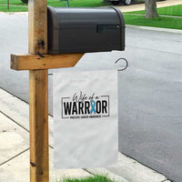 Wife Of A Warrior Prostate Cancer Awareness Garden Flag Blue Ribbon Graphic