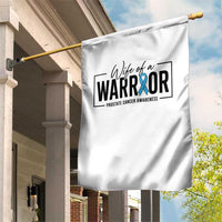 Wife Of A Warrior Prostate Cancer Awareness Garden Flag Blue Ribbon Graphic