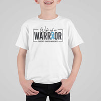 Wife Of A Warrior Prostate Cancer Awareness T Shirt For Kid Blue Ribbon Graphic