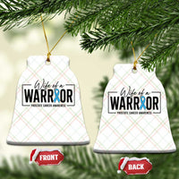 Wife Of A Warrior Prostate Cancer Awareness Ceramic Ornament Blue Ribbon Graphic