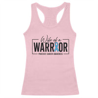 Wife Of A Warrior Prostate Cancer Awareness Racerback Tank Top Blue Ribbon Graphic