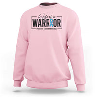 Wife Of A Warrior Prostate Cancer Awareness Sweatshirt Blue Ribbon Graphic