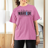 Wife Of A Warrior Prostate Cancer Awareness T Shirt For Women Blue Ribbon Graphic