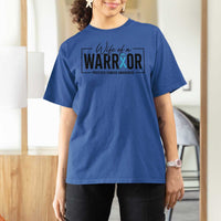 Wife Of A Warrior Prostate Cancer Awareness T Shirt For Women Blue Ribbon Graphic