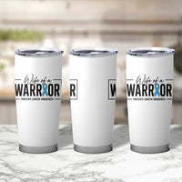 Wife Of A Warrior Prostate Cancer Awareness Tumbler Cup Blue Ribbon Graphic