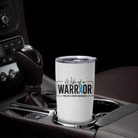 Wife Of A Warrior Prostate Cancer Awareness Tumbler Cup Blue Ribbon Graphic