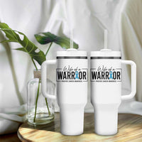 Wife Of A Warrior Prostate Cancer Awareness Tumbler With Handle Blue Ribbon Graphic