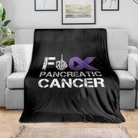 Fck Pancreatic Cancer Throw Blanket Purple Ribbon Skeleton Hand Graphic