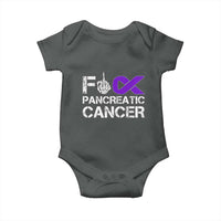 Fck Pancreatic Cancer Baby Onesie Purple Ribbon Skeleton Hand Graphic