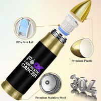 Fck Pancreatic Cancer Bullet Tumbler Purple Ribbon Skeleton Hand Graphic