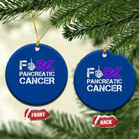 Fck Pancreatic Cancer Ceramic Ornament Purple Ribbon Skeleton Hand Graphic