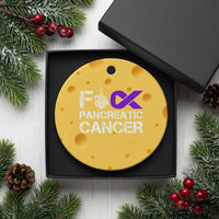 Fck Pancreatic Cancer Ceramic Ornament Purple Ribbon Skeleton Hand Graphic