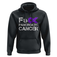 Fck Pancreatic Cancer Hoodie Purple Ribbon Skeleton Hand Graphic