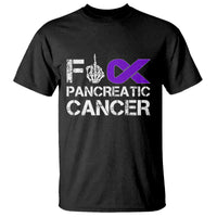 Fck Pancreatic Cancer T Shirt Purple Ribbon Skeleton Hand Graphic