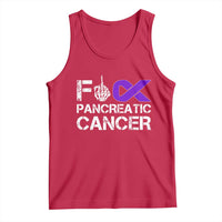 Fck Pancreatic Cancer Tank Top Purple Ribbon Skeleton Hand Graphic