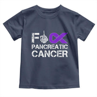 Fck Pancreatic Cancer Toddler T Shirt Purple Ribbon Skeleton Hand Graphic
