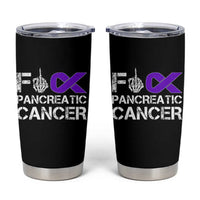 Fck Pancreatic Cancer Tumbler Cup Purple Ribbon Skeleton Hand Graphic