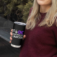 Fck Pancreatic Cancer Tumbler Cup Purple Ribbon Skeleton Hand Graphic