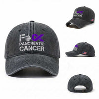 Fck Pancreatic Cancer Washed Cotton Baseball Cap Purple Ribbon Skeleton Hand Graphic