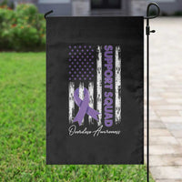 Support Squad Overdose Awareness Garden Flag Purple Ribbon American Flag Graphic