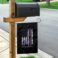 Support Squad Overdose Awareness Garden Flag Purple Ribbon American Flag Graphic
