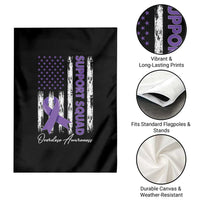 Support Squad Overdose Awareness Garden Flag Purple Ribbon American Flag Graphic