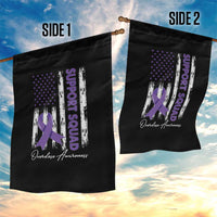Support Squad Overdose Awareness Garden Flag Purple Ribbon American Flag Graphic