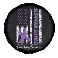 Support Squad Overdose Awareness Spare Tire Cover Purple Ribbon American Flag Graphic
