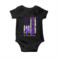 Support Squad Overdose Awareness Baby Onesie Purple Ribbon American Flag Graphic