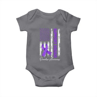 Support Squad Overdose Awareness Baby Onesie Purple Ribbon American Flag Graphic
