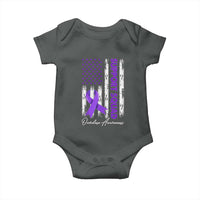 Support Squad Overdose Awareness Baby Onesie Purple Ribbon American Flag Graphic