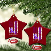 Support Squad Overdose Awareness Ceramic Ornament Purple Ribbon American Flag Graphic