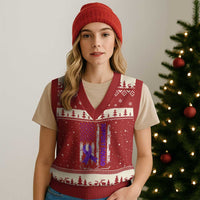 Support Squad Overdose Awareness V-Neck Knit Sweater Vest Purple Ribbon American Flag Graphic