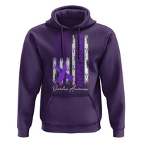Support Squad Overdose Awareness Hoodie Purple Ribbon American Flag Graphic